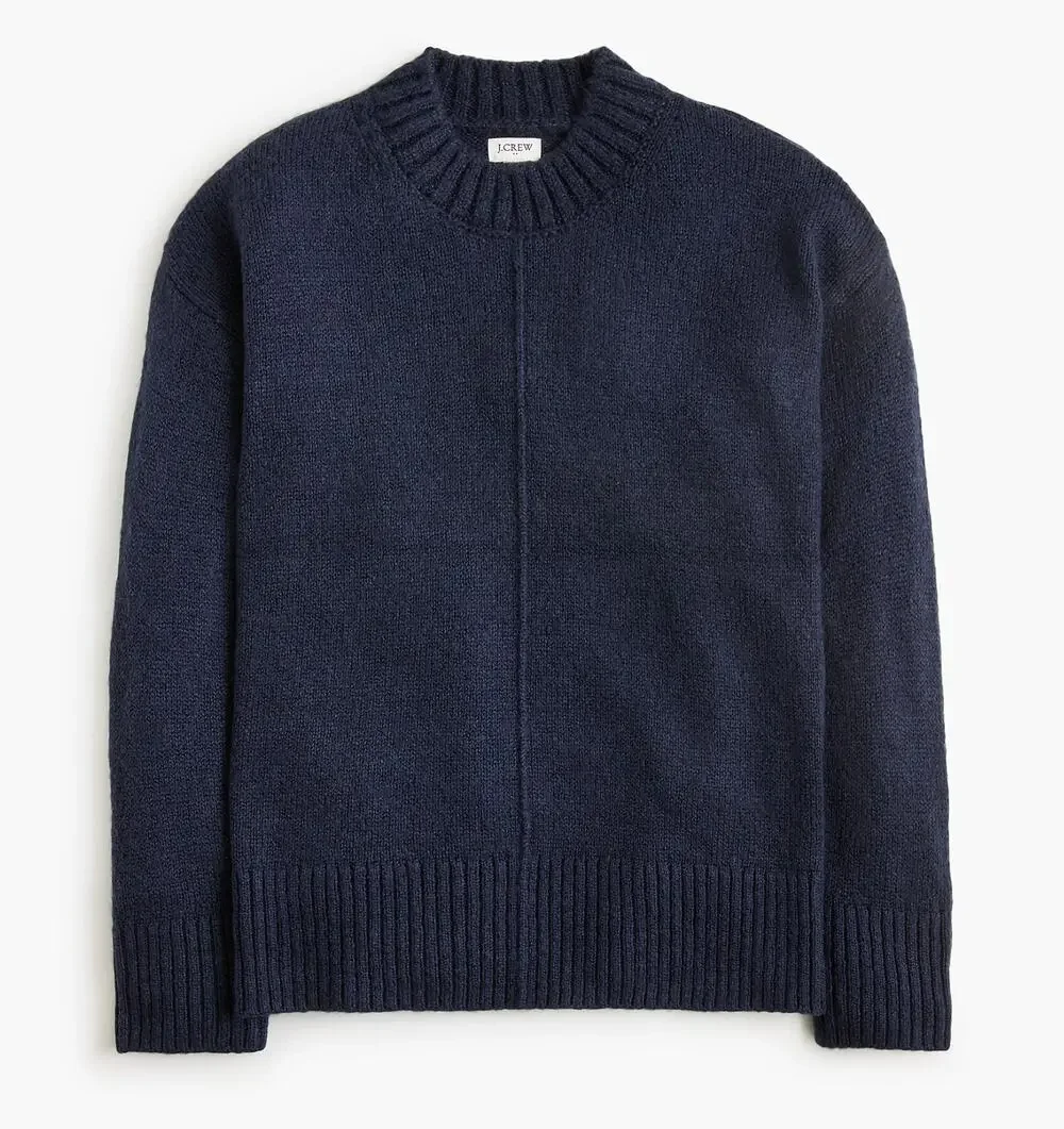 J. Crew Mockneck Boyfriend Sweater Deep Indigo CP356 Size L